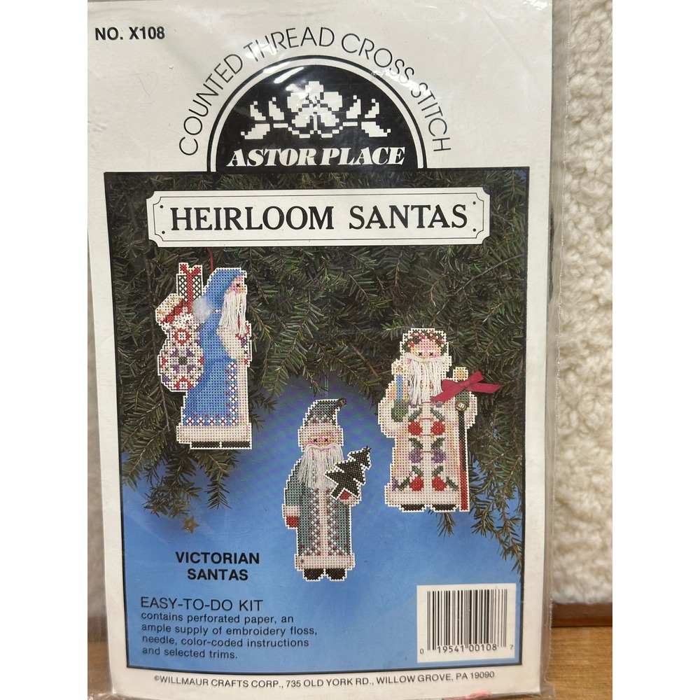 Christmas Cross Stitch Heirloom Santas Willmaur Crafts Astor Place Victorian